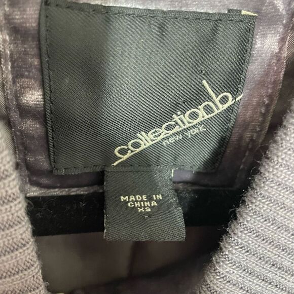 Collection B NY Bomber Jacket Velvet Crush Gray Zip Up Womens XS - Picture 2 of 5